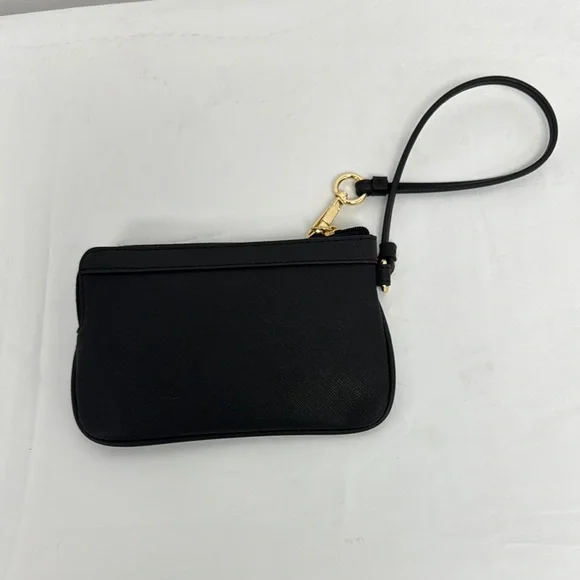 Calvin Klein Black Leather Wallet Bag Pouch Wristlet 7"x4" NWOT - Picture 2 of 3